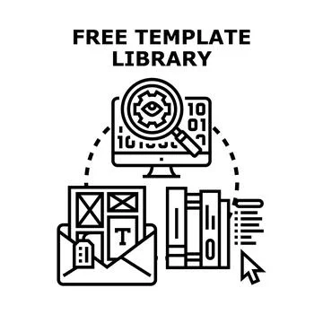 Free template library concept for digital resources research Stock Illustration