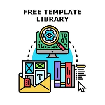 Free template library concept for digital resources research Stockillustratie