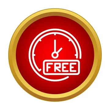 Free time availability clock icon with red border Stock Illustration