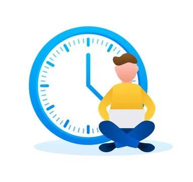 Free time. Flexible working hours. Working from home. Vector stock illustration. Illustrazione stock