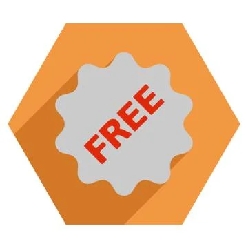 Free Token Flat Hexagon Icon with Long Shadow 스톡 일러스트