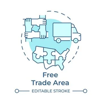 Free trade area soft blue concept icon Stock Illustration