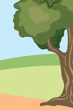 Free tree vector. Big Tree in Park. Stock Illustration