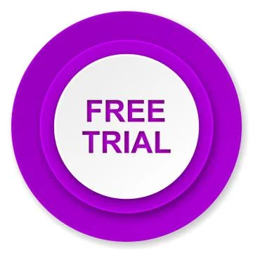 Free trial icon, violet button. Stock Illustration