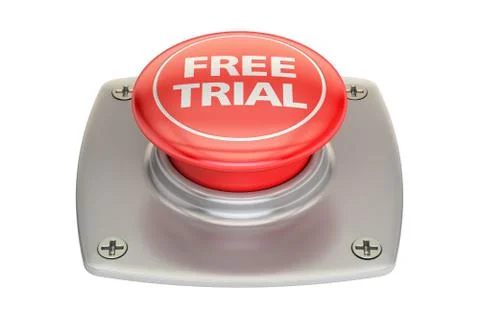 Free Trial Red button, 3D rendering 스톡 일러스트