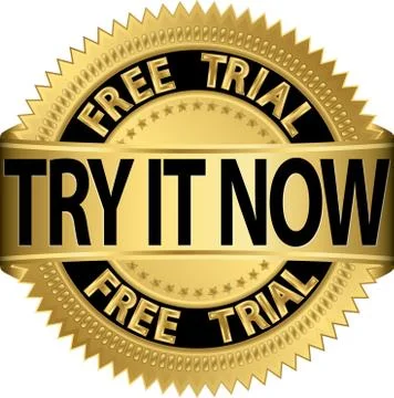 Free trial try it now gold label, vector illustration Illustrazione stock