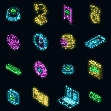 Free trial version icons set vector neon 스톡 일러스트