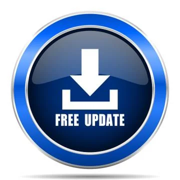 Free update vector icon. Modern design blue silver metallic glossy web and mo Stock Illustration