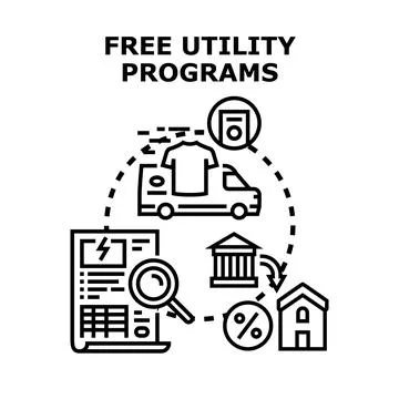 Free utility programs concept with cost saving services Stock Illustration