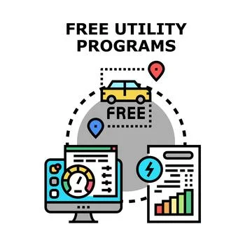 Free utility programs for digital service management Illustrazione stock