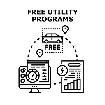 Free utility programs for digital service management Stock Illustration
