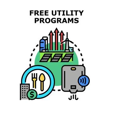 Free utility programs providing essential public services Stock Illustration