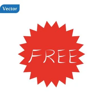 Free vector label. Red badge sticker design. Promotion and advertising. eps10 Stock Illustration