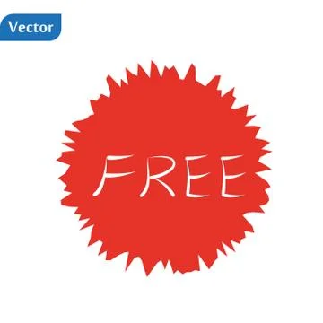 Free vector label. Red badge sticker design. Promotion and advertising. eps 1 Stock Illustration