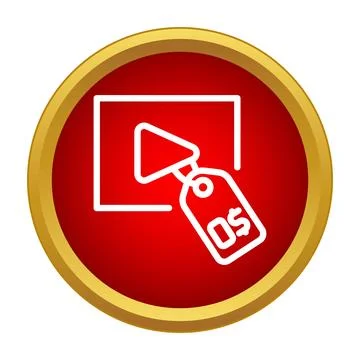 Free video content play button with zero price Stock Illustration