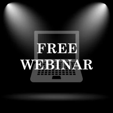 Free webinar icon. Internet button on black background.. Illustrazione stock