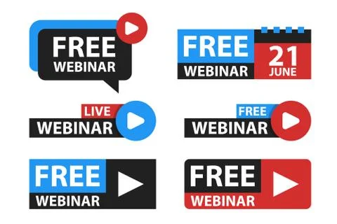 Free webinar play online button set vector illustration Illustrazione stock