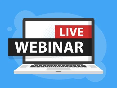 Free webinar play online button vector illustration in Laptop notebook computer Stockillustratie