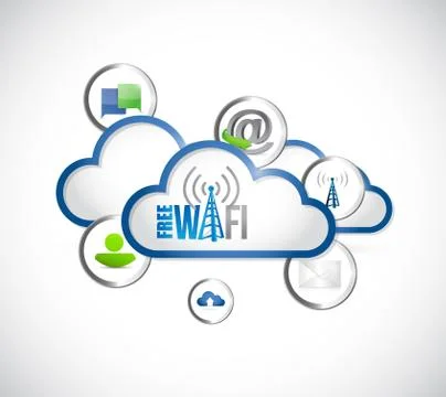 Free wi-fi cloud computing tools and icons Stock Illustration