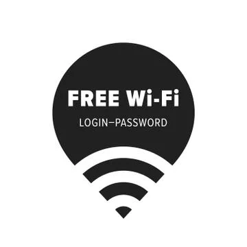 Free wi-fi zone vector icon. Public free wifi wlan hotspot sticker with login Illustrazione stock