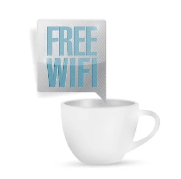Free wifi coffee mug note illustration design Stock Illustration
