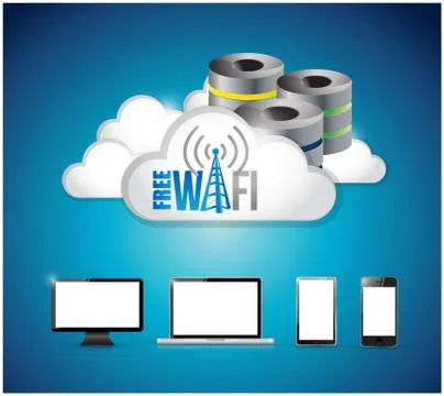 Free wifi electronics cloud computing Stock Illustration