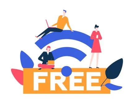 Free wifi - flat design style colorful illustration Stock Illustration