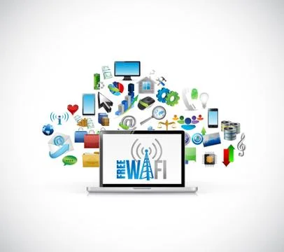 Free wifi icons cloud computing 库存插图