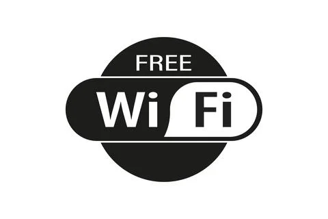 Free wifi logo , vector icon . Free wi-fi signs , zone . WiFi signal symbols. Stock Illustration