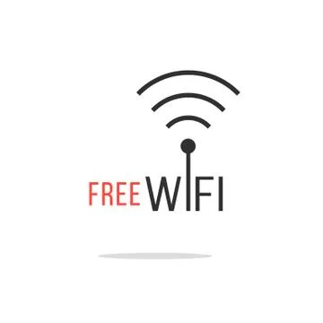 Free wifi logotype with simple shadow Stock Illustration