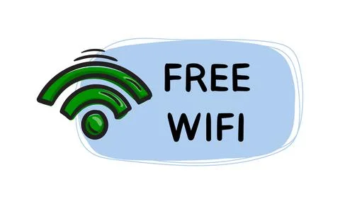 Free WiFi. Vector sticker with reception signal Stock Illustration