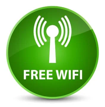 Free wifi (wlan network) elegant green round button Stock Illustration