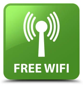 Free wifi (wlan network) soft green square button Stock Illustration