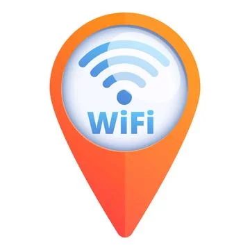 Free wifi zone map pin icon, cartoon style Stock Illustration