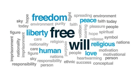 Free will animated word cloud, text design animation. Stock Footage