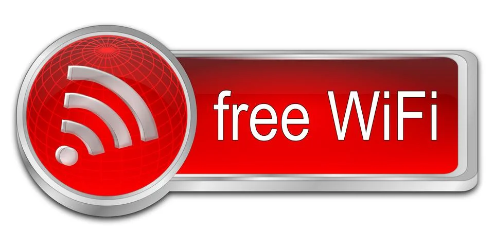 Free wireless WiFi button - 3D illustration Illustrazione stock