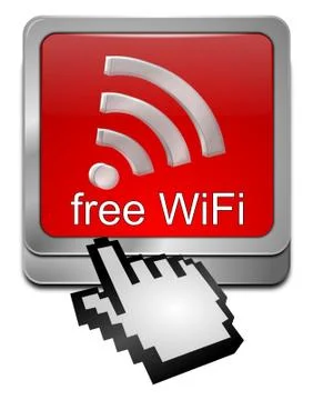 Free wireless WiFi Wlan button with cursor Stock Illustration