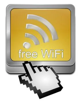 Free wireless WiFi Wlan button with cursor Stock Illustration