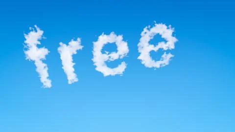 Free Word Text Shape Cloud in the Blue Sky with Copyspace Stock Illustration