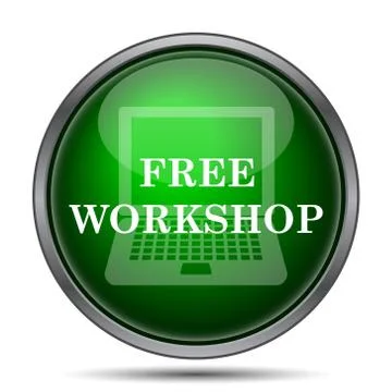 Free workshop icon. Internet button on white background.. Illustrazione stock