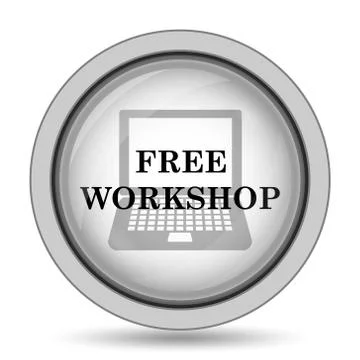 Free workshop icon. Internet button on white background.. 스톡 일러스트