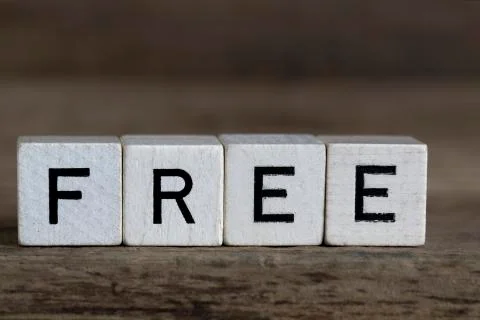 Free, written in cubes Stock Photos
