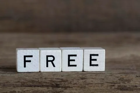 Free, written in cubes Stock Photos