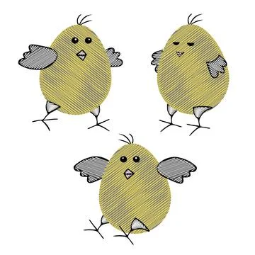 Free Yellow scribble Vector Easter eggs or chickens isolated on a white Stock Illustration
