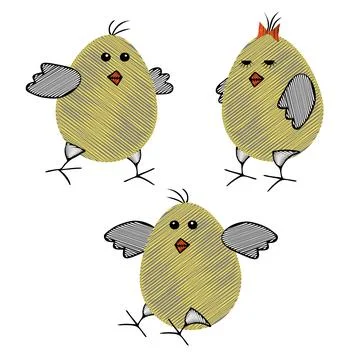 Free Yellow scribble Vector Easter eggs or chickens isolated on a white backg Stock Illustration
