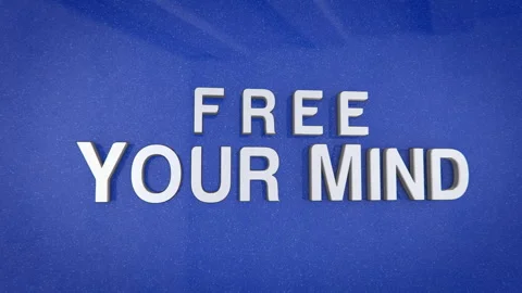 Free Your Mind 3D Text Animation on Blue Background Stock Footage 346069963
