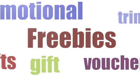 Freebies Tag Cloud Animated Isolated On White Stock Footage 103660902