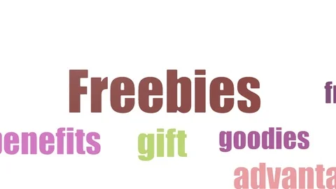 Freebies Tag Cloud Animated On White Background Stock Footage 103665488