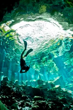 Freedive cenote Stock Photos