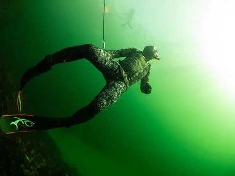 Freediver green Fotos Stock
